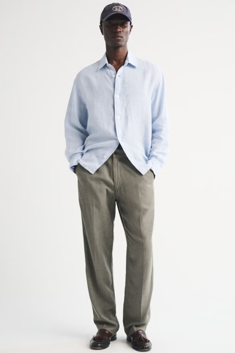 Tailored Linen-Blend Relaxed Straight Trousers