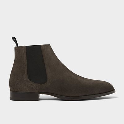Grey Leather Ankle Boot from Zara