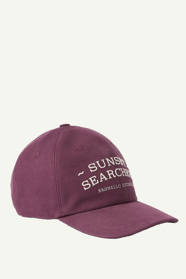 Logo-Embroidered Leather-Trimmed Cotton-Twill Baseball Cap from BRUNELLO CUCINELLI