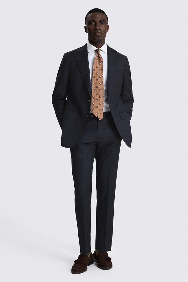 Italian Tailored Fit Navy Twill Suit from Moss
