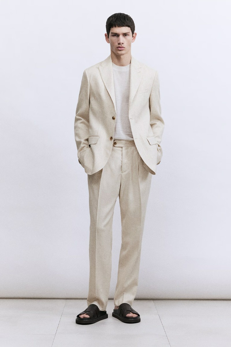 Regular Fit Linen-Blend Suit Trousers