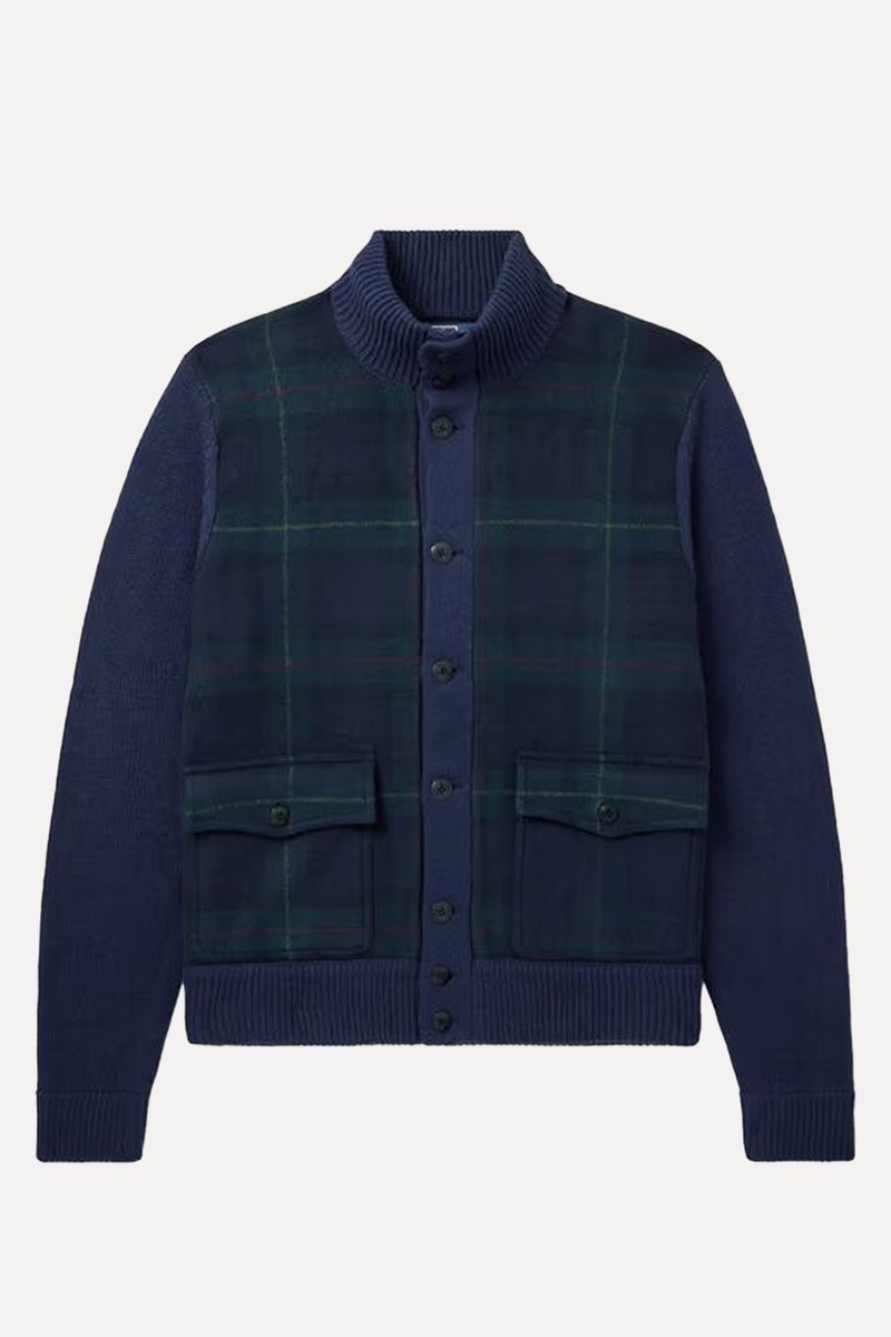 Wool & Checked Flannel Cardigan from POLO RALPH LAUREN