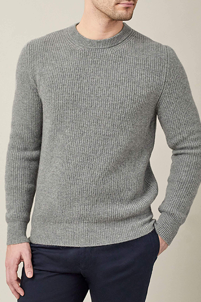 Dolomiti Grey Chunky Knit Cashmere Crew Neck