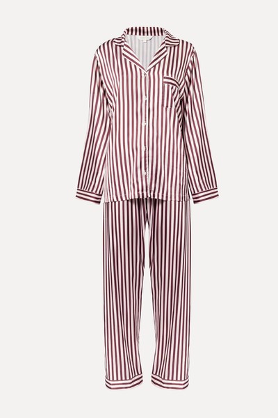 Contrast-Piping Straight-Leg Stretch-Woven Pyjama Set from The Nap Co