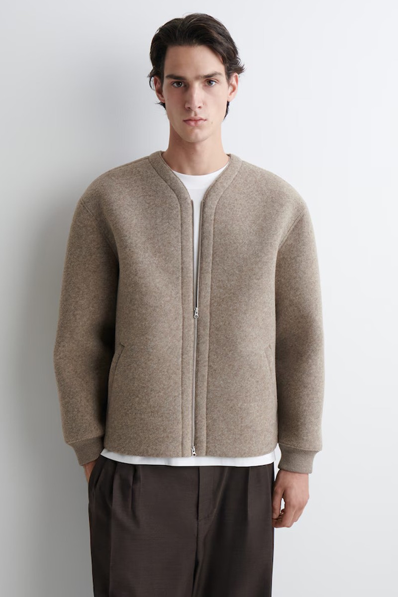 Oversized Felted-Scuba Zip-Up Cardigan from COS