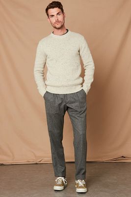 Ivory Donegal Wool Crew Sweater