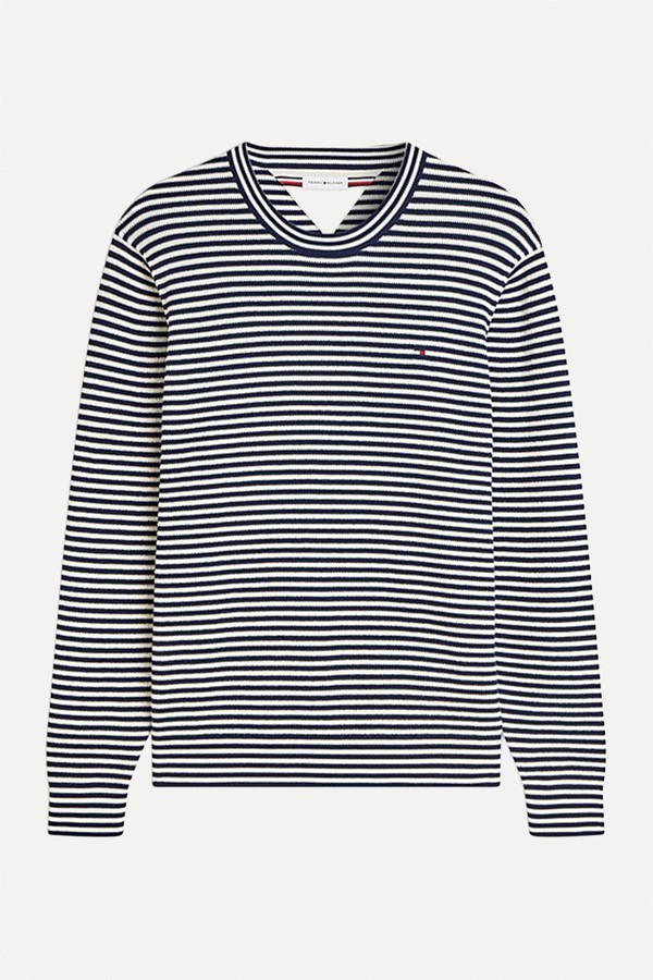 Structured Yarn Dyed Crew Neck Jumper