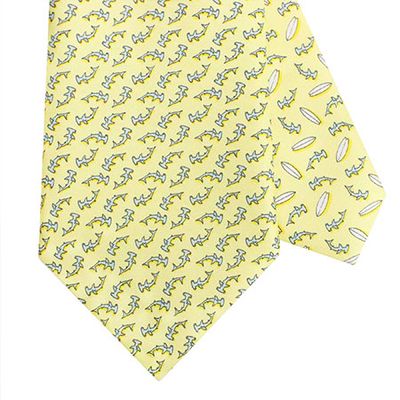 Hammerhead Shark Yellow Silk Tie