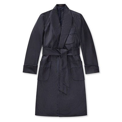 Jacquard Wool Spot Lined Dressing Gown from New & Lingwood