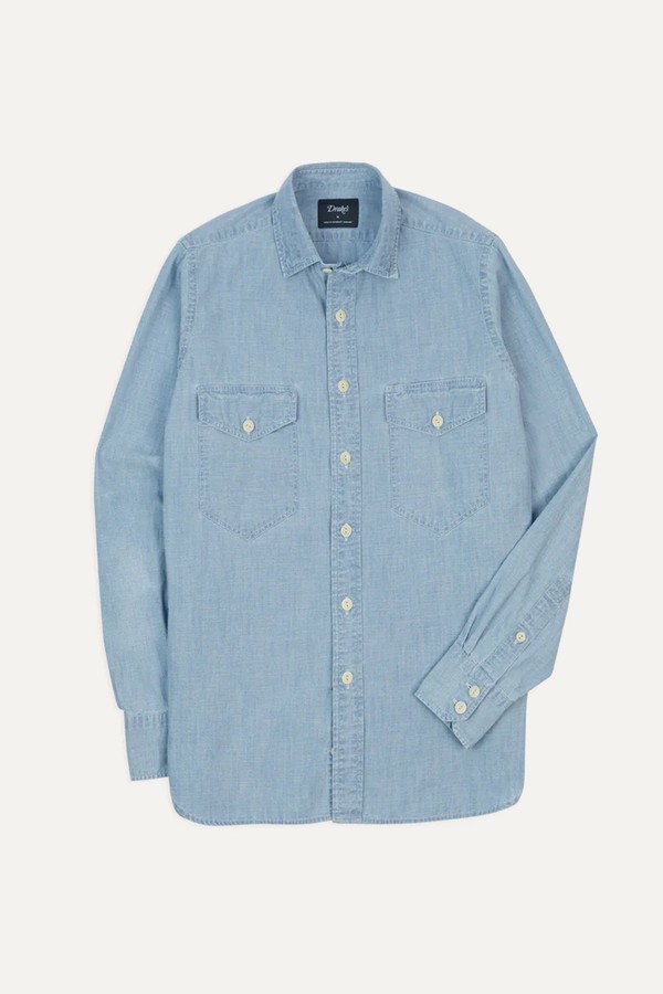 Cotton Chambray Two-Pocket Work Shirt