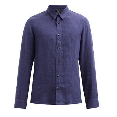 Vincent Logo Embroidered Linen Shirt