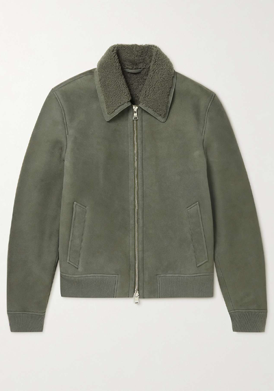 Shearling-Trimmed Suede Blouson Jacket