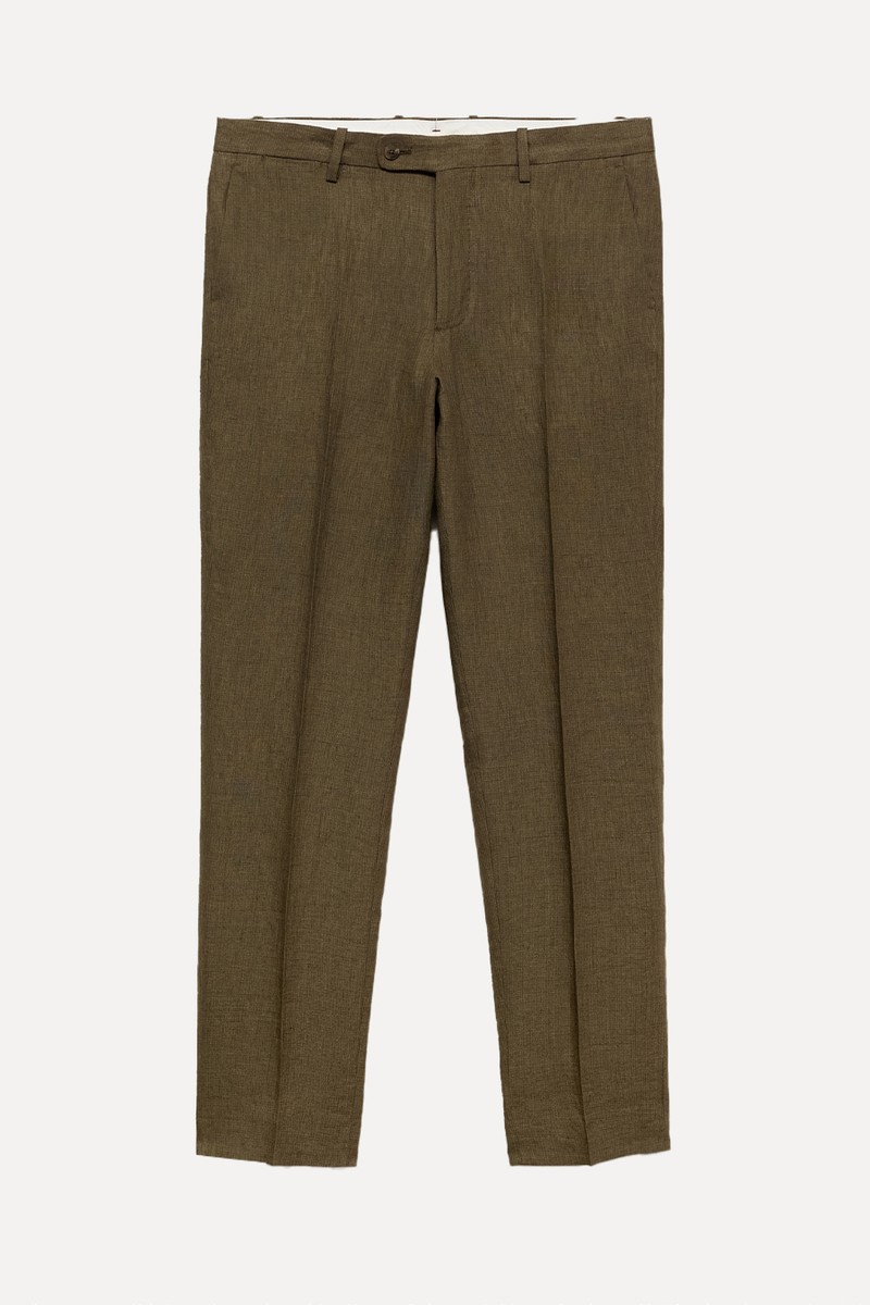 Amalfi 100% Linen Slim Fit Suit Trousers