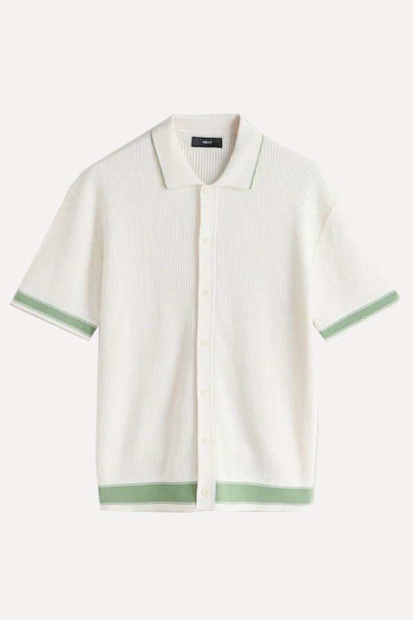 Textured Rib Tipped Knitted Shirt