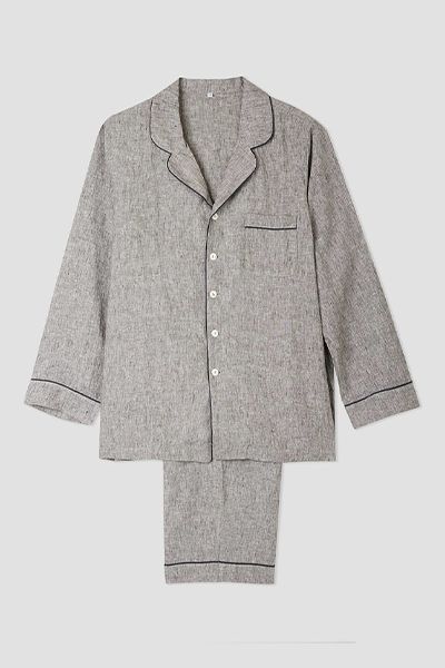 Grey Linen Pyjama Trousers Set from Piglet In Bed