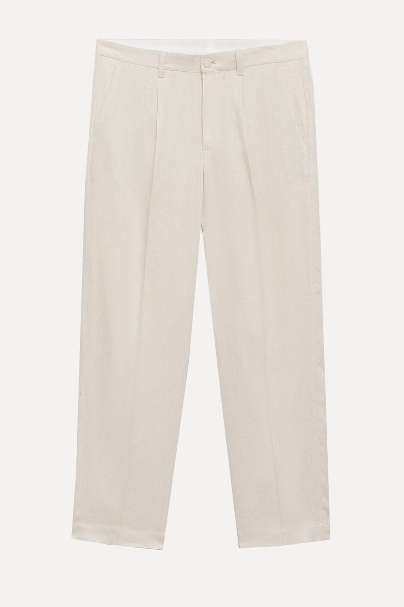 100% Linen Pleated Trousers