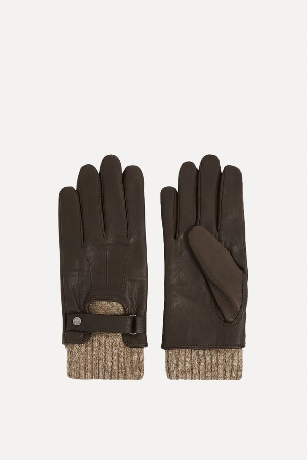 x from Sanford Leather Ribbed-Cuff Gloves, £110 | Reiss