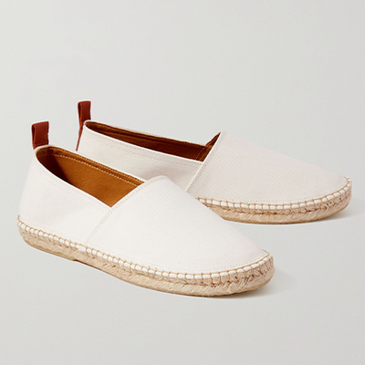 Helio Leather-Trimmed Canvas Espadrilles from Frescobol Carioca