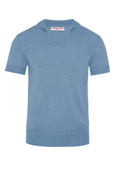 Pale Blue Haze Tailored Fit Knitted Polo Shirt from Orlebar Brown