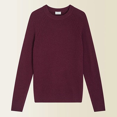 Wool Cashmere Rib Crew Neck Jumper