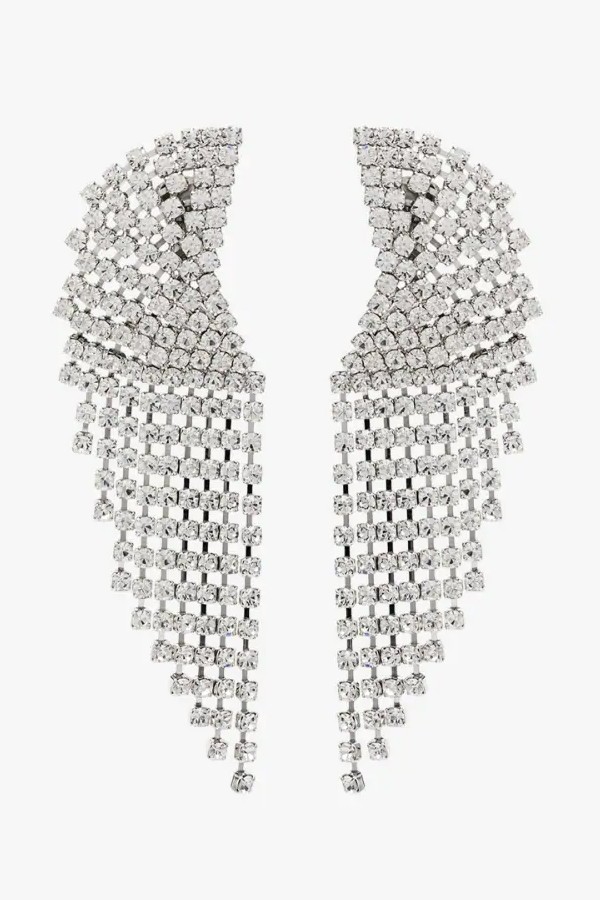 Silver Tone Cascade Crystal Earrings from Alessandra Rich