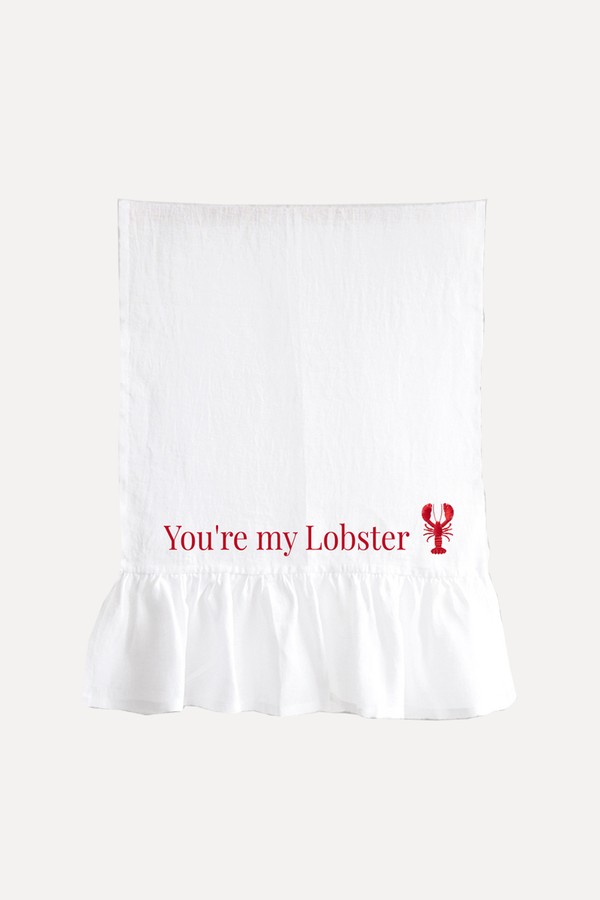 Embroidered Ruffled Linen Hand Towel from Gigi & Olive