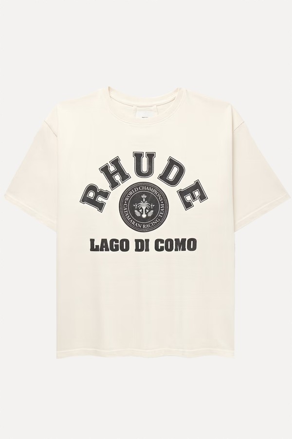 Lago Di Como Logo-Print Cotton-Jersey T-Shirt from Rhude x Club Como
