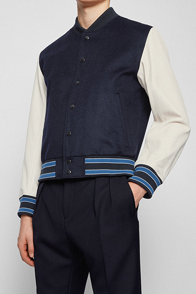 Wool-Blend Bomber Jacket With Nappa Leather Sleeves from Hugo Boss