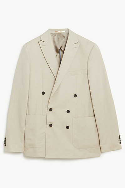 Tailored Fit Silk And Linen Double Breasted Jacket from Marks & Spencer