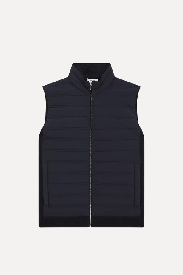 Hybrid Quilt & Knit Zip-Through Gilet  from Reiss