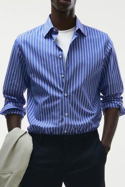 Slim-Fit Stripped Cotton Shirt