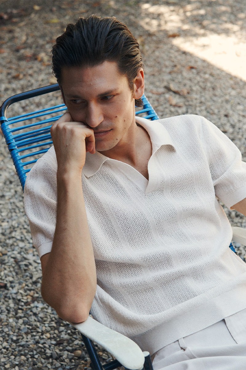 Openwork Knitted Cotton Polo Shirt from Mango