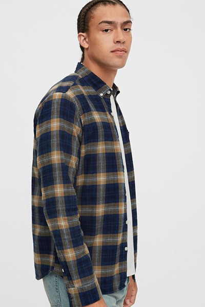 Denim Plaid Shirt Untucked