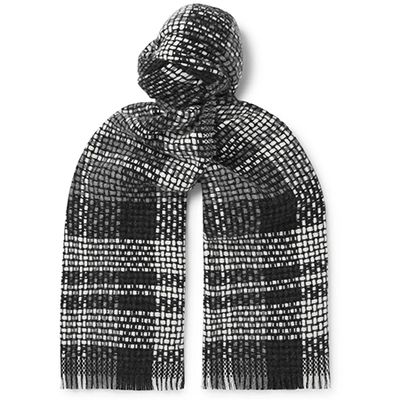 Fringed Checked Cashmere Scarf