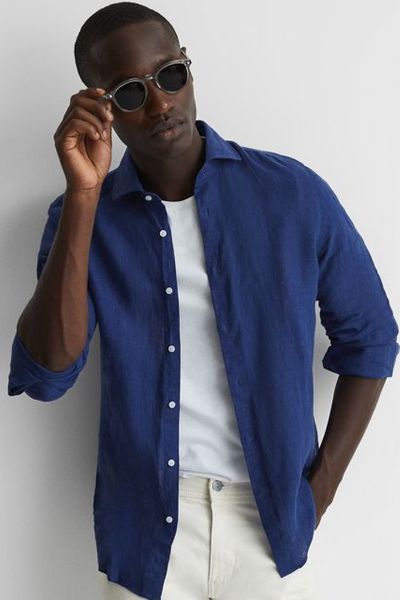 Ruban Linen Long Sleeve Shirt from Reiss