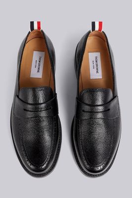 Black Pebbled Rubber Sole Penny Loafer from Thom Browne