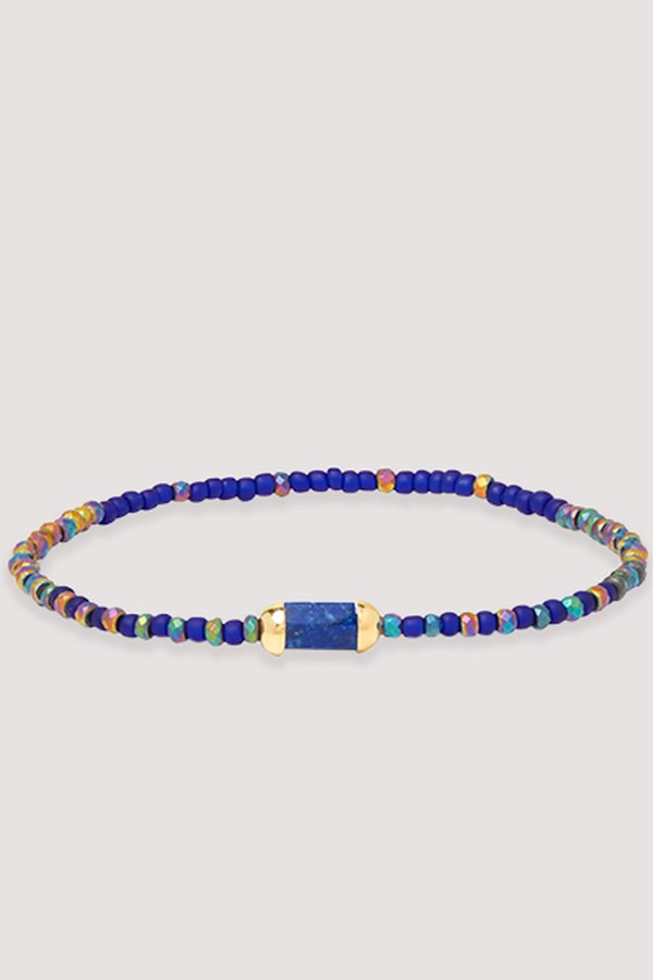 14 Karat Gold Lapis Lazuli and Bead Bracelet from Luis Morais