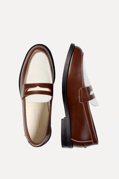 Wilde Chestnut + White Penny Loafers from Duke + Dexter