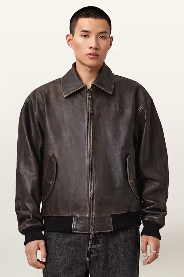 Marco Oversized Leather Bomber Jacket