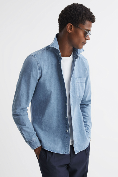 Long Sleeve Denim Overshirt from Reiss