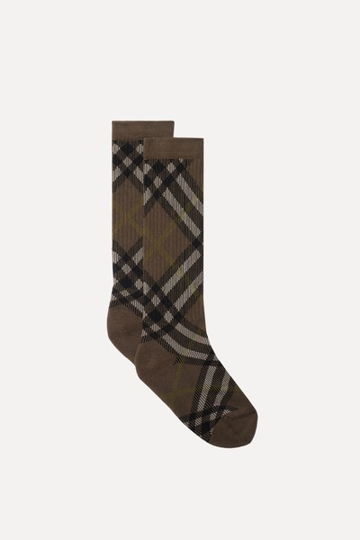 Check Cotton Blend Socks from Burberry