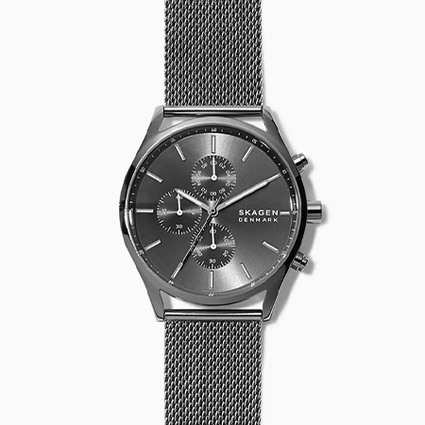 Holst Chronograph Gunmetal Steel Mesh Watch