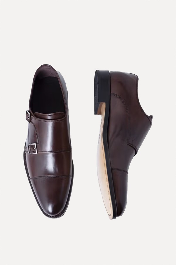 Leather Double Monk Strap Shoes