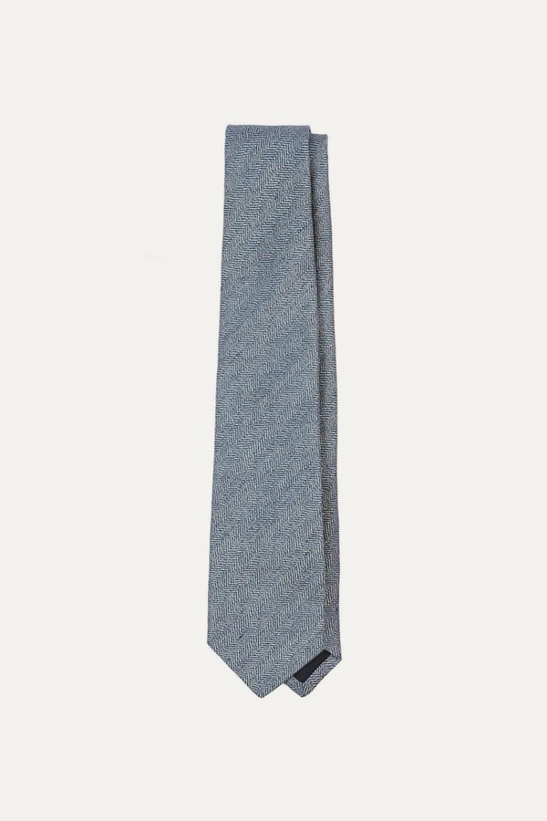 Herringbone Linen Silk Tipped Tie