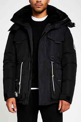 Black Hooded Parka Jacket