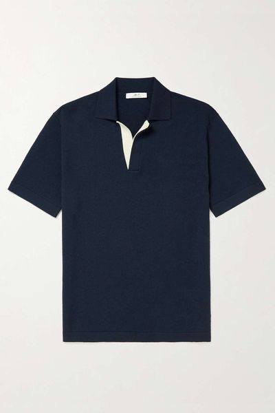 Contrast-Trimmed Merino Wool Polo Shirt