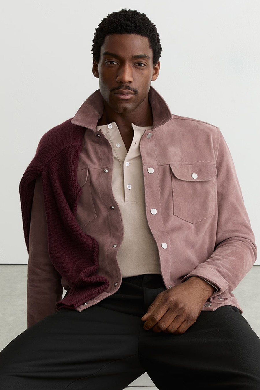 Sliken Suede Press-Stud Twin-Pocket Jacket from Reiss