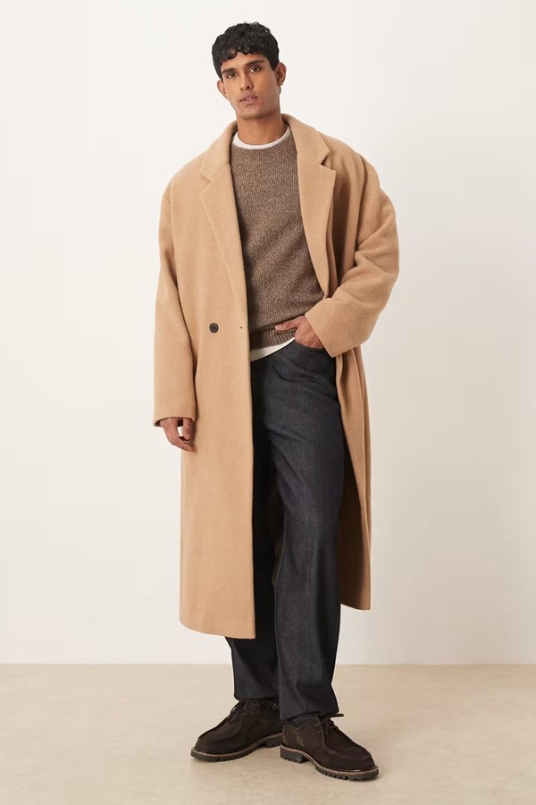Oversized Longline Overcoat In Wool Blend from ASOS Design