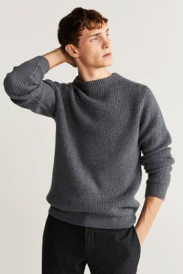 Cotton Wool-Blend Ribbed Sweater