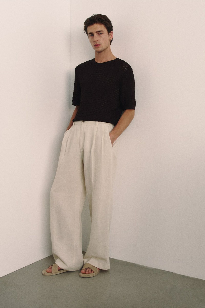Loose Fit Linen-Blend Trousers